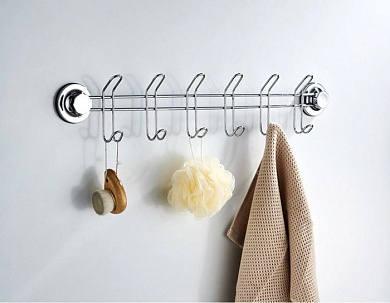 Крючок-вешалка на вакуумных присосках, пластик + сталь, хром Ledeme L3716-6