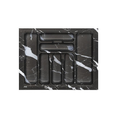 Лоток для столовых приборов 600 MARBLE 540*430, черно-серый мрамор AKS 117571