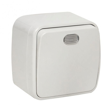 Минск Выключатель 1-клавишный ОП 10А с индикатором белый EKF Basic EGV10-121-10