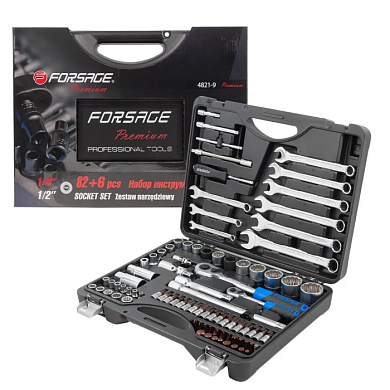 Набор инструментов 82+6пр 1/4''&1/2" 12-гр. Forsage F-4821-9 PREMIUM