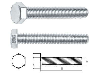 Болт М8х12 мм шестигр., цинк, кл.пр. 5.8, DIN 933 5 кг Starfix SMV1-15465-5