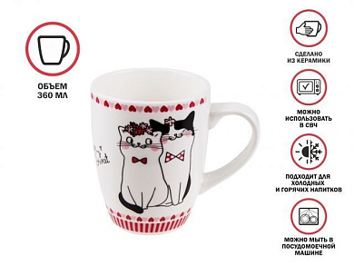 Кружка керамическая, 360 мл., LOVE KITTY-1, PERFECTO LINEA 30-063011