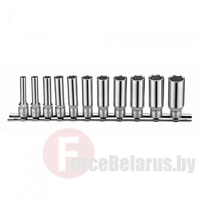 Набор 12-гр. длинных головок 50 мм 4-14 мм на планке 11 пр. 1/4'' Force 21115-9