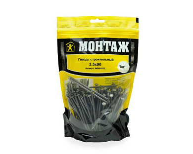 Гвоздь строительный 3.5x90, дой-пак L, 1 кг МОНТАЖ MD001122