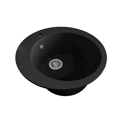 Мойка каменная, круглая одночашевая, GS-20, d495 мм, черный, врезная, Gamma Stone 113131