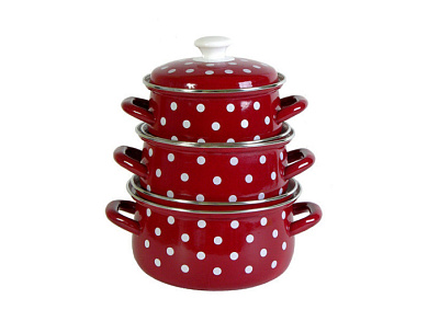 Набор кастрюь Моника-3-1-кр, 1.5, 2, 3 красная Керченский металлургический завод 61915-МОНИКА