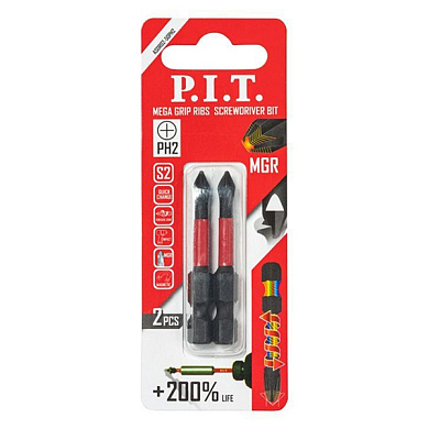 Бита ударная PH2x50 мм 2 шт в уп. PIT ASDR02-50PH2