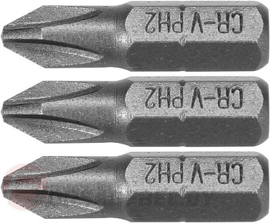 Бита PH2х25 мм 1/4 3 шт. CrV6150 Sthor 65453