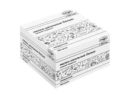 Мелок средн. твердости БЕЛЫЙ квадратный школьный уп.100 шт, белый ГАММА 280120211