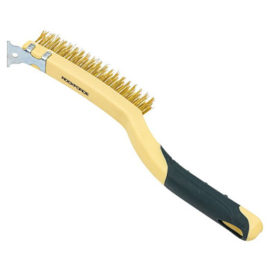 Щетка по металлу ручная в пластиковом корпусе с прорезиненной рукояткой, RockForce RF-340122313