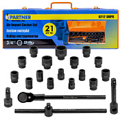 Набор инструментов ударных 21 пр. 3/4'' 12-гр. Partner PA-6212-9MPB