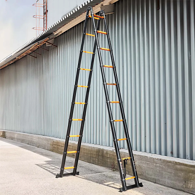Лестница-стремянка телескопическая алюм. бытовая 4+4 м, 10+10 ступ. ISMA ISMA-UP400-M
