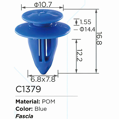 Клипса для крепления внутренней обшивки а/м универсальная пластиковая, 100 шт Forsage C1379(universal)