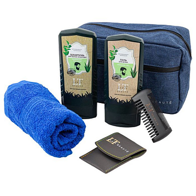 Набор мужской косметики, сумка, гребень, наьор маникюрный, шампунь, гель, полотенце La and Te beaute LTMEN4