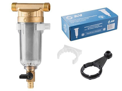Фильтр самоочищающийся промывной латунный 1/2", 100 микрон AV Engineering AVE115703