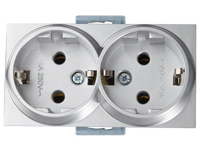 Розетка 2-ая, скрытая с/з, серебро RITA Mutlusan 2200 202 0282