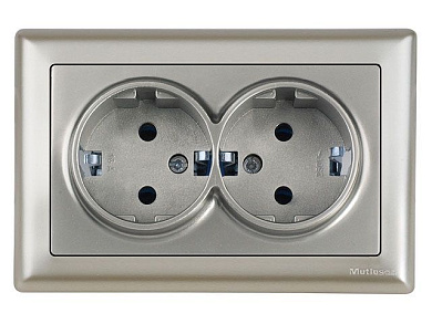 Розетка 2-ая, скрытая, с/з, керамика, титан, DARIA, 16 A, 250 V, IP 20, Mutlusan 21202000283