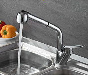 Смеситель для кухни с выдвижной лейкой, латунь, хром Ledeme L6040