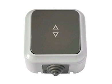 Выключатель 1 клав. проходной (открытый, 10А, брызг. защ.) серый, Пралеска Аква, (IP54 пылебрызгозащищенные) Bylectrica А610-868(03)