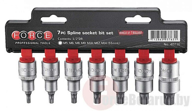 Набор головок-бит Spline 50 мм 7 пр. 1/2'' Force 40716