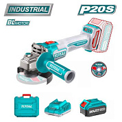 Аккумуляторная угловая шлифовальная машина (болгарка) 20В TOTAL (TAGLI211541)