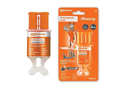 Клей эпоксидный "Монстр", прозрачный, шприц, 6 мл TDM SQ0542-0006