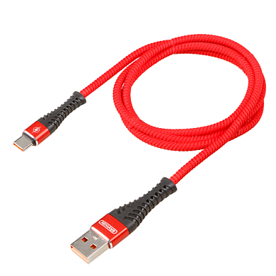 Кабель USB - Type-C 15W 3A в мягкой оплетке красный 1м SKYWAY S09603009