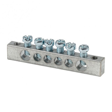 Шина PEN "ноль-земля" (6x9мм) 6 отв, цинк крепеж по краям EKF sn1-63-06-k