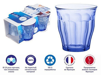 Набор стаканов, 4 шт., 310 мл, серия Picardie Marine, DURALEX 1028BC04C0111