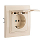 Розетка 1-местная СП с/з Минск с крышкой 16А бежевая с защ, штор, EKF ERR16-029-200