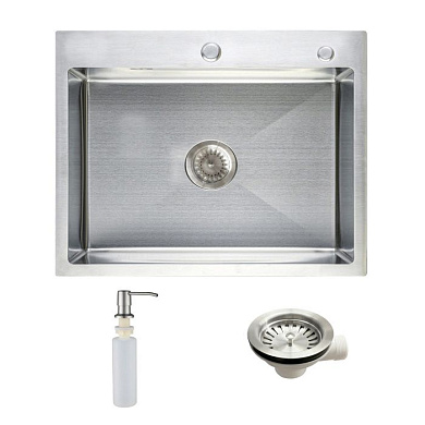 Мойка нерж. сталь, прямоугольная одночашевая, 580*450мм, сатин, PVD покрытие (3,2мм) AKS 106641