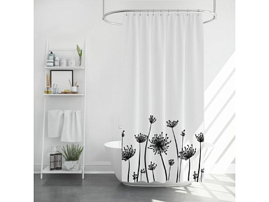 Шторка для ванной, 12 колец в комплекте, 180x180 см, Harmony, цветочные тени, полиэстер, текстильная PERFECTO LINEA 36-118113