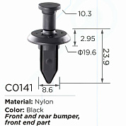 Клипса для крепления внутренней обшивки а/м GM пластиковая, 100 шт Forsage C0141(GM)