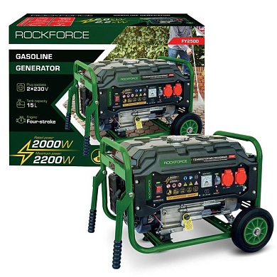 Генератор бензиновый с транзисторным запуском 15 л, 2000Вт, 7 л.с. RockForce RF-FY2500