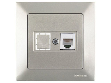 Розетка телефонная 1хRJ12, скрытая, титан, DARIA, Mutlusan 21201250183