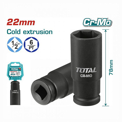 Торцевая головка удлиненная ударная 1/2" 24 мм TOTAL THDIS12241L