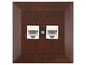 Розетка компьютерная 2xRJ45, Cat5e, скрытая, орех, DARIA, , 2xRJ 45, 8-pin, соединения типа 568A или 568B, Mutlusan 21201380157