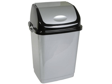 Ведро дя мусора "Камеия" 8 л серебристый перамутр / черный РУССПЛАСТ РП-1012сереб