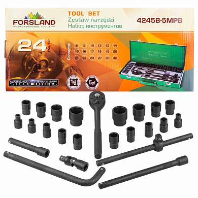 Набор ударных инструментов 24 пр. 1/2'' 6-гр. Forsland Forsland-4245B-5MPB