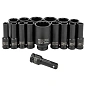 Набор глубоких ударных головок 10-32 мм 6-гр, 36 мм 12-гр, 1/2'' 16 пр, удлинитель 75 мм YATAFORCE YF-4177-5MPB