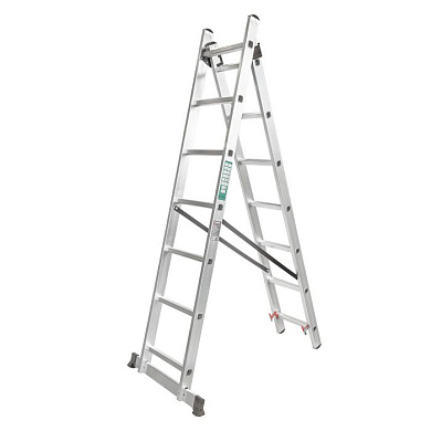Лестница комбинированная двухсекционная 2х7 ступенек, нагрузка 150 кг, ForceKraft FK-BL-E207