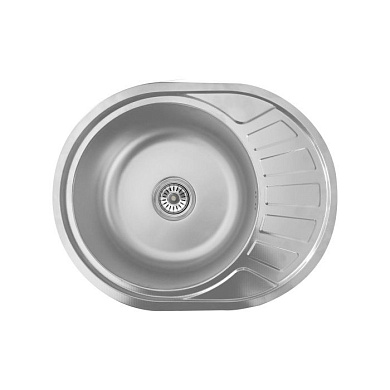 Мойка нерж. сталь, овальная одночашевая, 570*450мм, матовый хром, врезная (0,8мм) AKS 62708