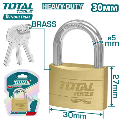 Замок навесной латунный 30 мм TOTAL TLK32302