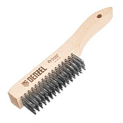Щетка зачистная 5-и рядная, прямая проволока из нержавеющей стали с деревянной ручкой, EFP Denzel 74845