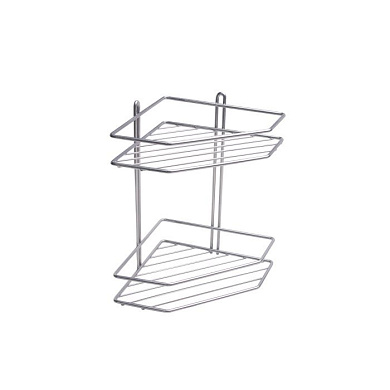Полка угловая 2-ярусная серебро AKS 91248