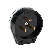 Вилка для разъема РШ-ВШ 32А 250В 2P+PE карболитовая черн, EKF AS-250-B-02