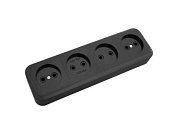 Розетка 4-ая, открытая, б/з, черная, Пралеска, Bylectrica РА16-264чер