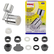 Головка распылительная на кран смесителя угловая поворотная 720° поликарбонат/медь, 2 режима,15х47х39 мм WMC TOOLS WMC-SI03