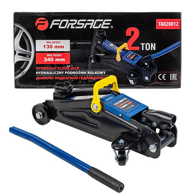 Домкрат подкатной гидравлический с усиленным корпусом Profi 2 т, 130-340 мм, Forsage F-TA820012