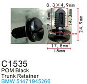 Клипса для крепления внутренней обшивки а/м БМВ пластиковая, 100 шт Forsage C1535(BMW)